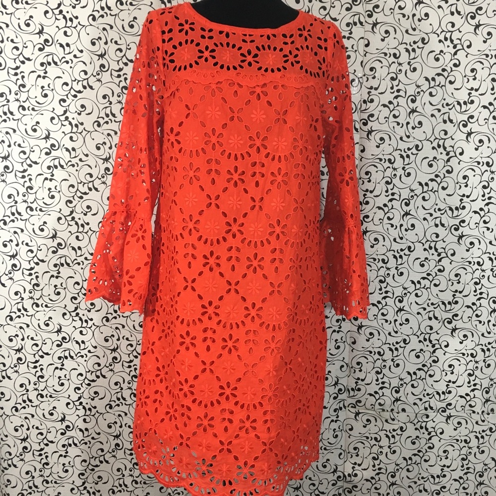J.Crew Red Eyelet Long sleeve Dress